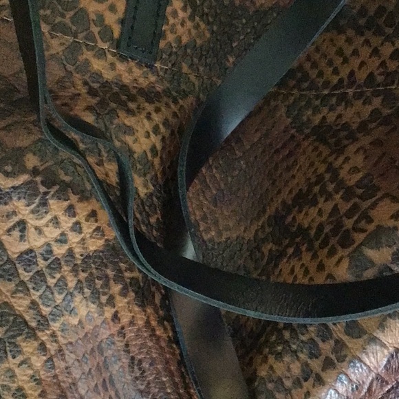 Joie Women’s Sunday Leather Tote Mahogany Rustic Snake - Picture 3 of 10